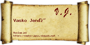 Vasko Jenő névjegykártya